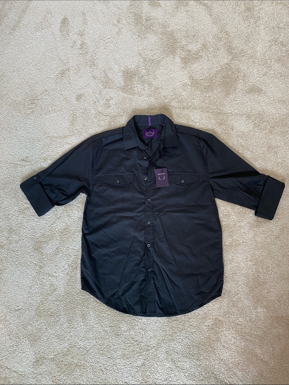 **NEW** Women’s Black Casual Button-Down Shirt with Chest Pockets